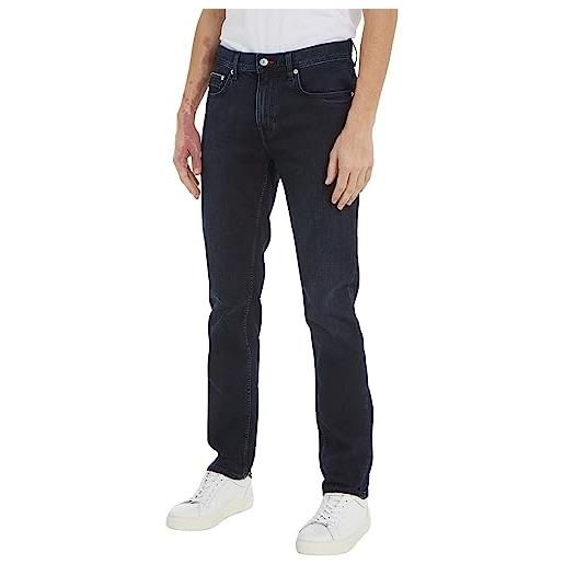 Tommy Hilfiger jeans uomo straight elasticizzati, blu (meek blue black), 40w / 32l