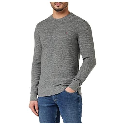 Tommy Hilfiger pullover uomo cross structure pullover in maglia, grigio (light grey heather), xxl
