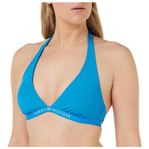 Tommy Hilfiger top bikini a triangolo donna imbottitura estraibile, blu (shocking blue), l