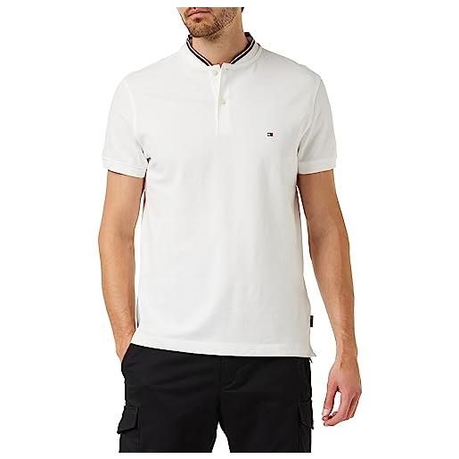 Tommy Hilfiger maglietta polo uomo maniche corte mao collar slim fit, bianco (white), s