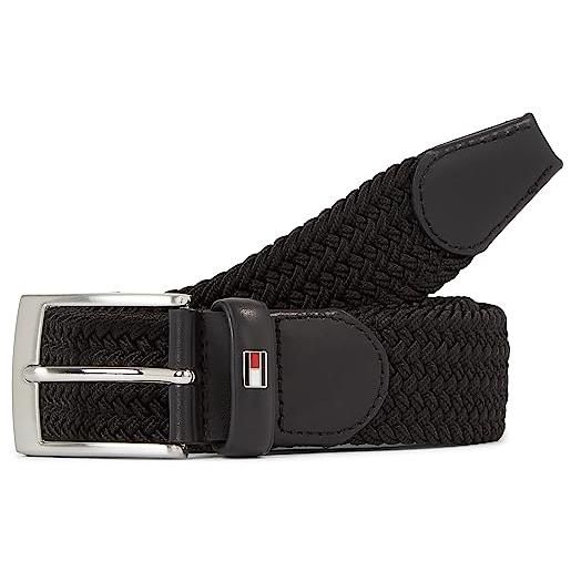Tommy Hilfiger cintura uomo new adan belt 3.5 cintura in tessuto, nero (black), 85