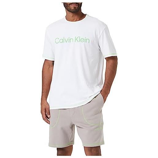 Calvin Klein set pigiama uomo s/s corto, multicolore (white top, satelite bottom), xl