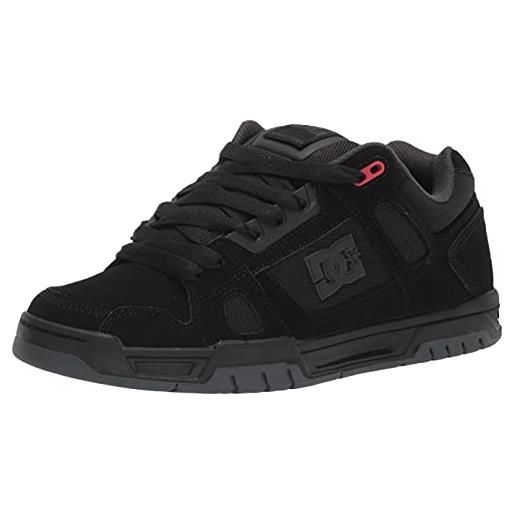 DC stag low top-scarpe da skate, skateboard uomo, nero, grigio, rosso, 44.5 eu