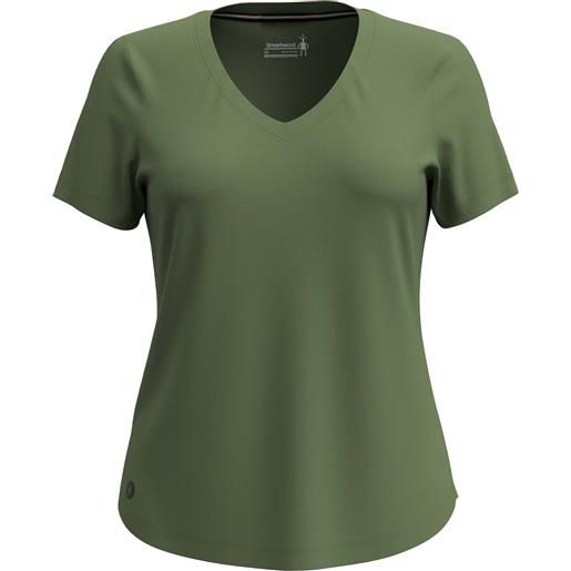 Smartwool - t-shirt da trekking in lana merino - women's active ultralite v-neck short sleeve tee fern green per donne - taglia xs, s, m, l - kaki