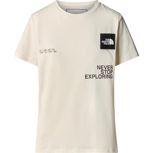 The North Face - t-shirt traspirante - w foundation coordinates graphic tee white dune per donne in cotone - taglia xs, s, m, l - bianco