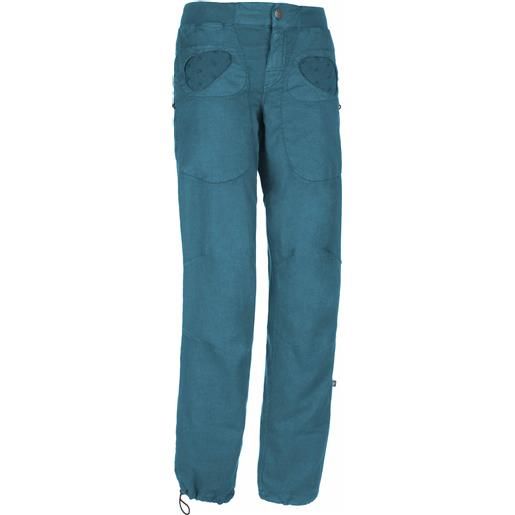 E9 - pantaloni da arrampicata stretch - onda flax light petrol per donne in cotone - taglia xs, s, m - blu