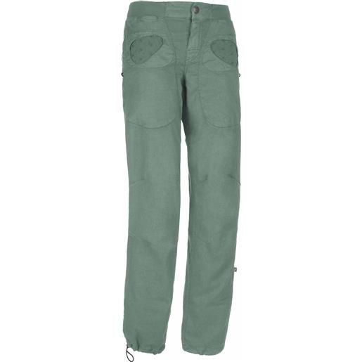 E9 - pantaloni da arrampicata stretch - onda flax thymus per donne in cotone - taglia s, m - verde