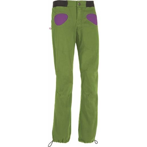 E9 - pantaloni da arrampicata stretch - onda story greenapple per donne in cotone - taglia xs, s, m, l - verde