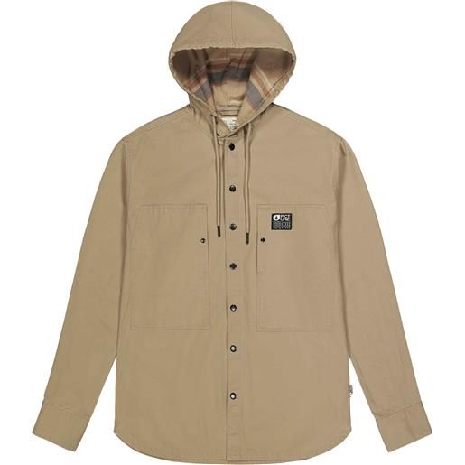 Picture Organic Clothing - camicia in cotone organico con cappuccio - perrie shirt dark stone per uomo in cotone - taglia s, m, l, xl, xxl - beige