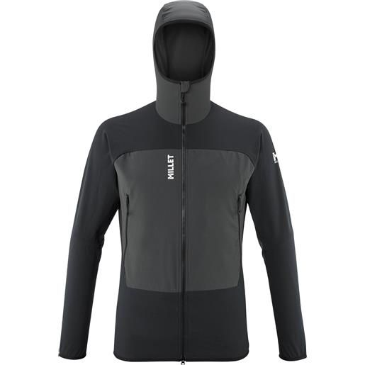 Millet - giacca a vento idrorepellente - fusion xcs hoodie m noir dark grey per uomo in pelle - taglia s, m, l, xl - nero
