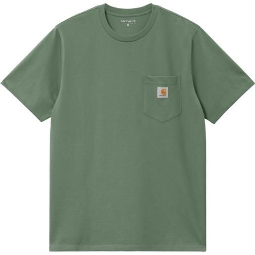 Carhartt - t-shirt in cotone - s/s pocket t-shirt park per uomo - taglia s, m, l, xl - verde
