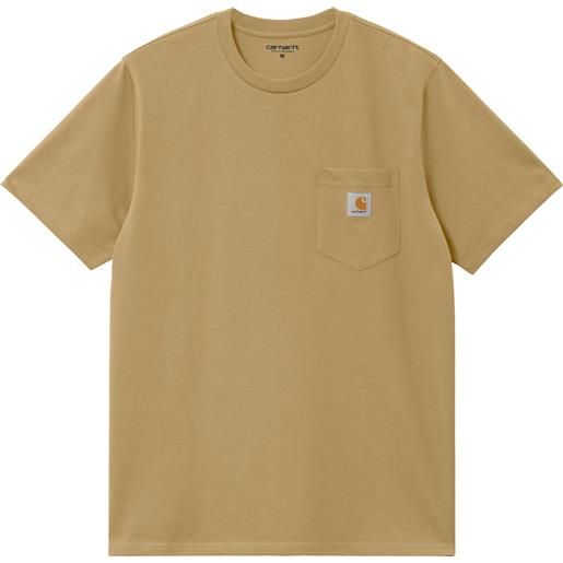 Carhartt - t-shirt in cotone - s/s pocket t-shirt agate per uomo - taglia s, m, l, xl - beige