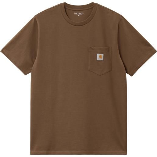 Carhartt - t-shirt in cotone - s/s pocket t-shirt lumber per uomo - taglia s, m, l, xl - marrone