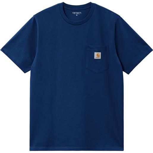 Carhartt - t-shirt in cotone - s/s pocket t-shirt elder per uomo - taglia s, m, l, xl - blu navy