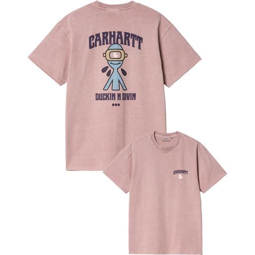 Carhartt - t-shirt in cotone - s/s duckin' t-shirt glassy pink per uomo - taglia s, m, l, xl - rosa