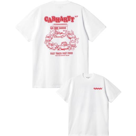 Carhartt - t-shirt in cotone - s/s fast food t-shirt white / red per uomo - taglia s, m, l, xl - bianco