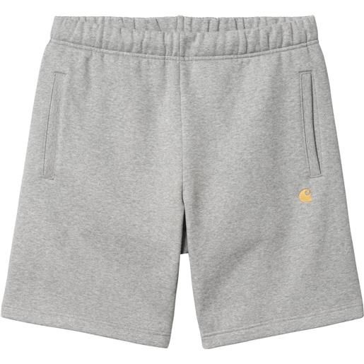Carhartt - pantaloncini in cotone - chase sweat short grey heather / gold per uomo in cotone - taglia s, m, l, xl - grigio