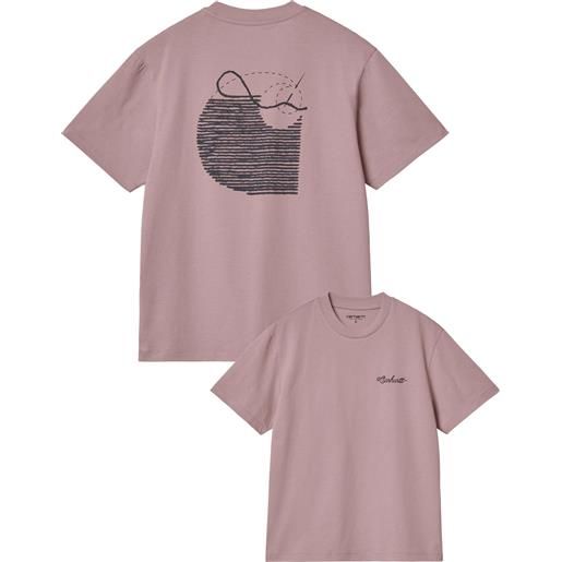 Carhartt - t-shirt in cotone biologico - w' s/s stitch t-shirt glassy pink / dark navy per donne in cotone - taglia xs, s, m, l - rosa