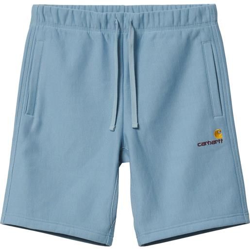 Carhartt - pantaloncini in cotone - american script sweat short frosted blue per uomo in cotone - taglia s, m, l, xl