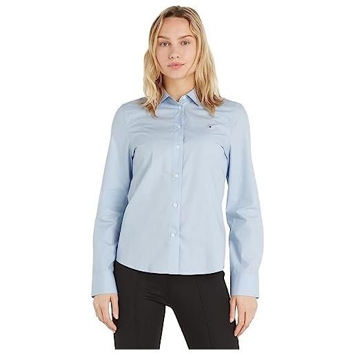 Tommy Hilfiger blusa donna organic regular shirt camicetta, blu (breezy blue), 46
