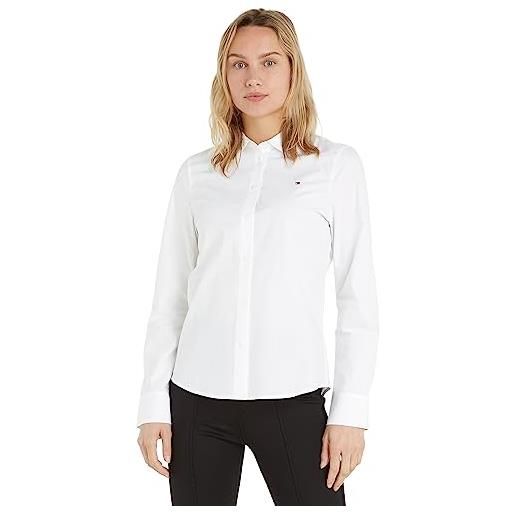 Tommy Hilfiger blusa donna organic regular shirt camicetta, bianco (th optic white), 46