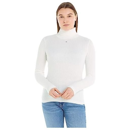 Tommy Jeans pullover donna essential collo alto, beige (ancient white), m