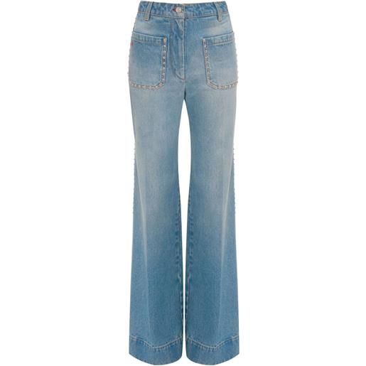 Victoria Beckham jeans a gamba ampia alina con borchie - blu