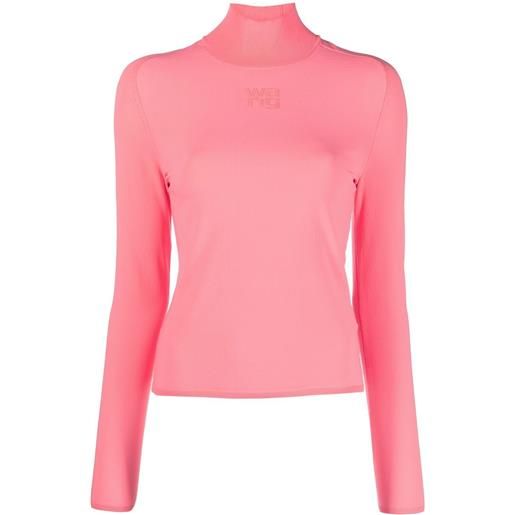 Alexander Wang maglione a collo alto con logo goffrato - rosa