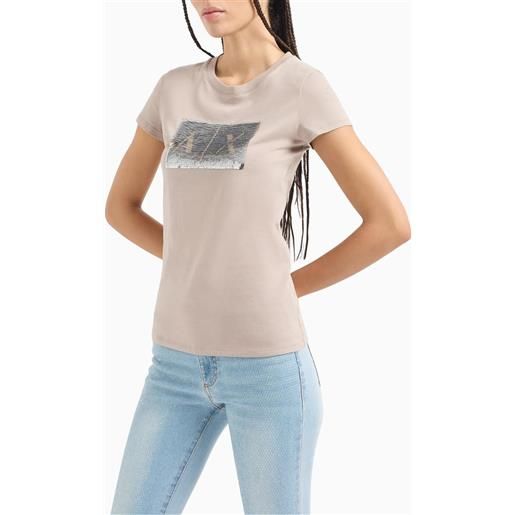 ARMANI EXCHANGE t-shirt beige donna ARMANI EXCHANGE slim fit logo con strass 8nytdl