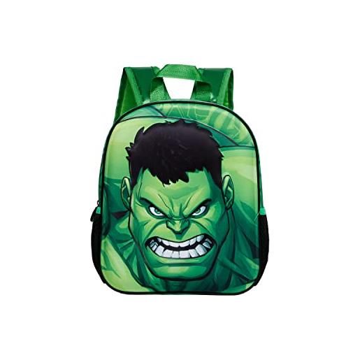 Marvel hulk destroy-zaino 3d piccolo, verde, 26 x 31 cm, capacità 8.5 l