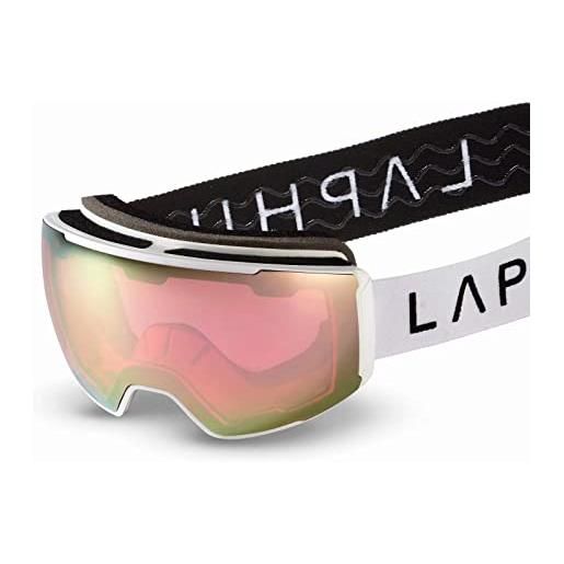 Laphilo maschera da sci e snowboard unisex adulto (cod. 2611) (bianco, rosa)