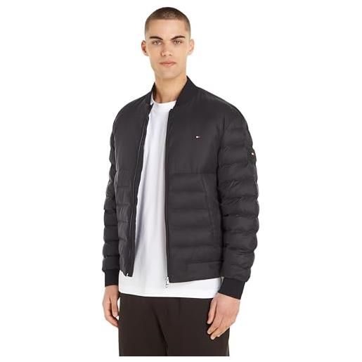 Tommy Hilfiger packable recycled quilt bomber mw0mw33731 giacche in tessuto, nero (black), m uomo
