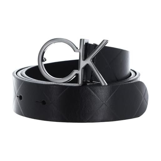 Calvin Klein re-lock quilt logo belt 30mm k60k611102 cinture, nero (ck black), 80 donna
