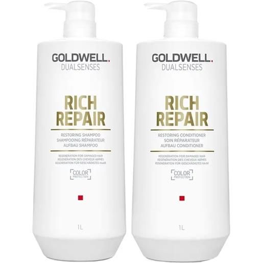 GOLDWELL kit ds rich repair restoring shampoo 1000ml + conditioner 1000ml