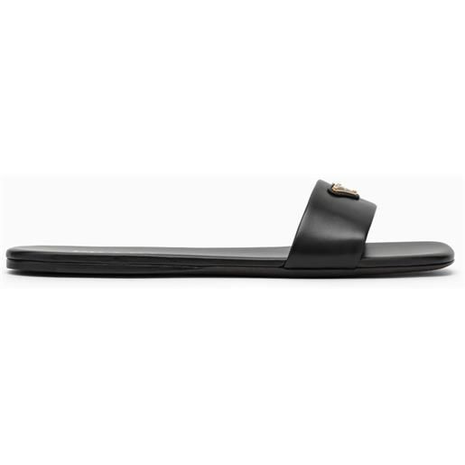 Prada sandalo basso nero in pelle con logo
