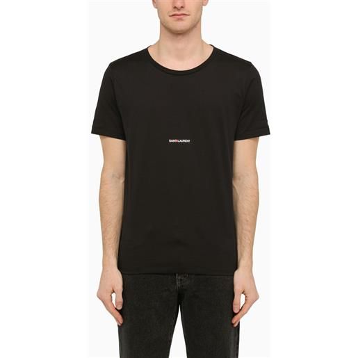 Saint Laurent t-shirt girocollo nera con stampa logo
