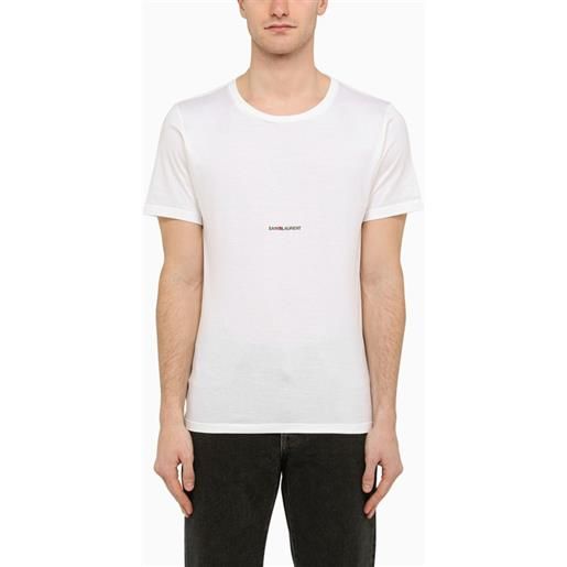 Saint Laurent t-shirt girocollo bianca con stampa logo