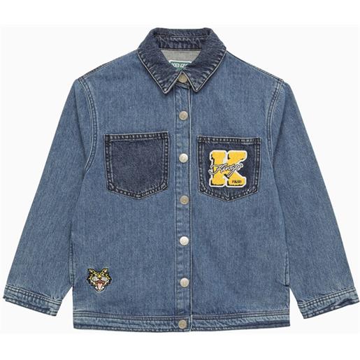 KENZO giacca in denim blu con patch logo