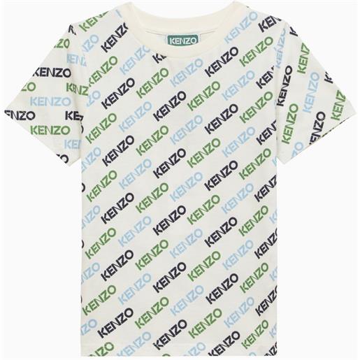 KENZO t-shirt avorio in cotone con logo