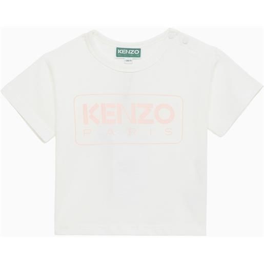 KENZO t-shirt avorio in cotone con logo