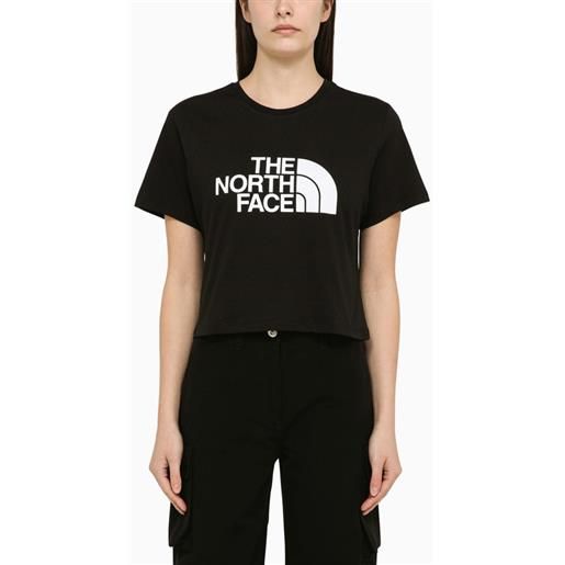 The North Face t-shirt cropped nera in cotone con logo