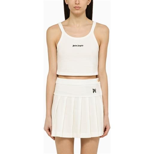 Palm Angels top cropped bianco in cotone