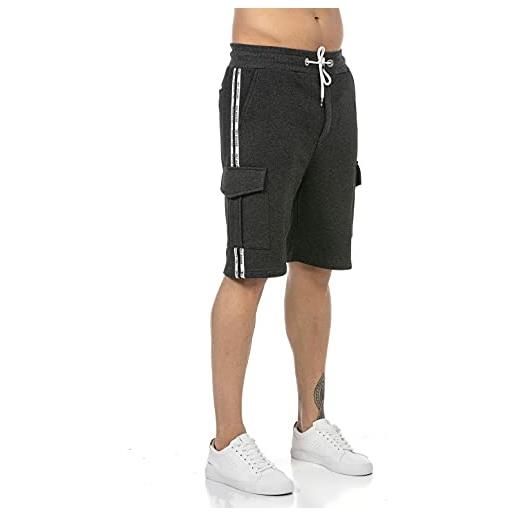 Redbridge pantaloncini da uomo joggers pantalone corto da tuta stile cargo con tasche grigio s