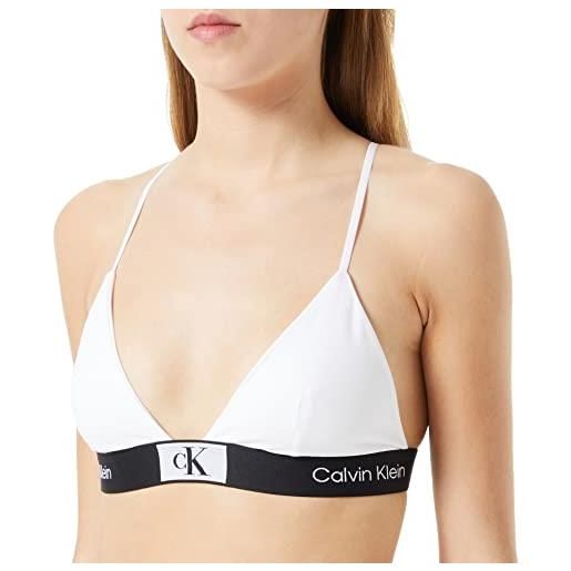 Calvin Klein top bikini a triangolo donna unlined triangle coppe morbide, nero (black), xl
