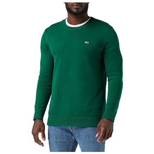 Tommy Jeans tjm essential crew neck sweater, maglione uomo, verde (dark turf green), xs