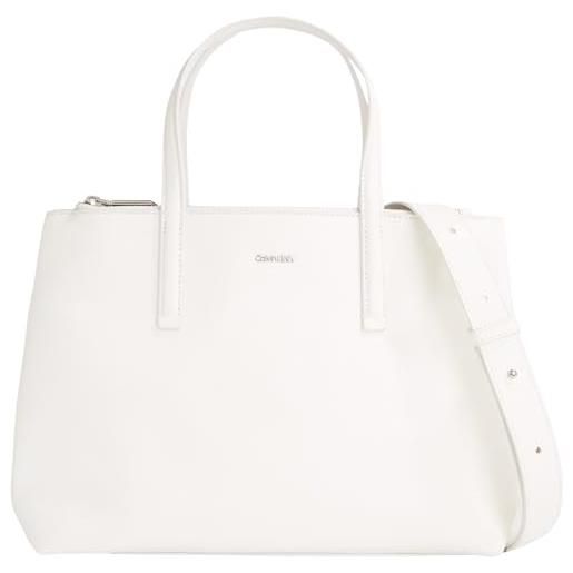 Calvin Klein ck must tote md k60k611929, borse a tracolla donna, bianco (bright white), os