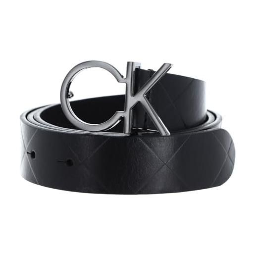 Calvin Klein re-lock quilt logo belt 30mm k60k611102 cinture, nero (ck black), 90 donna