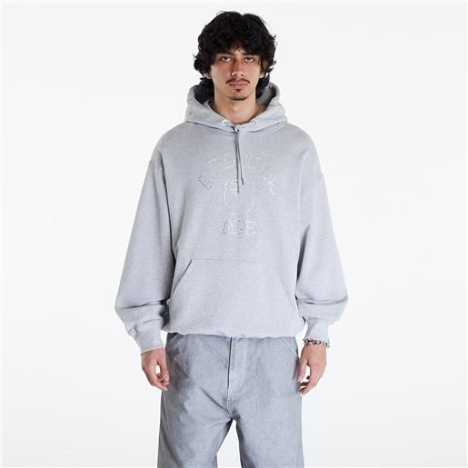 A BATHING APE rhinestone college pullover hoodie gray