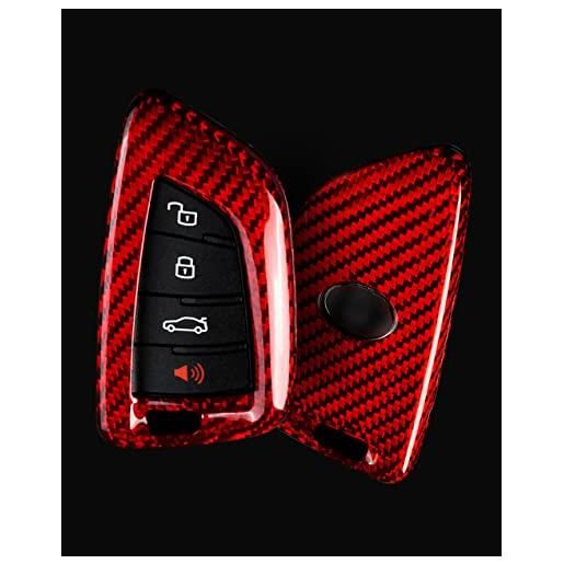 SHIFENG per toyota gr supra trd a90 mk5 2019 2020 2021 car real carbon fiber remote smart key case key fob case holder cover trim (fibra di carbonio rossa)