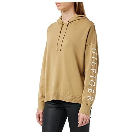Tommy Hilfiger cotton graphic hoodie sweater ww0ww37744 maglioni, marrone (countryside khaki), m donna